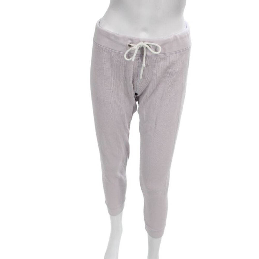 Leallo Womens Purple Cotton Jogger Pants Drawstring Casual Size S